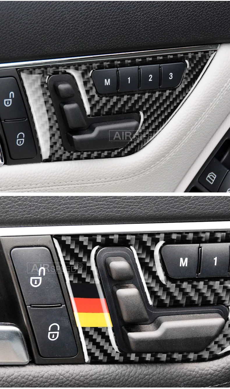 Airspeed Cabon Fiber for Mercedes Benz C Class W204 Accessories Car Seat Adjust Button Switch Panel Cover Stickers Interior Trim (7)