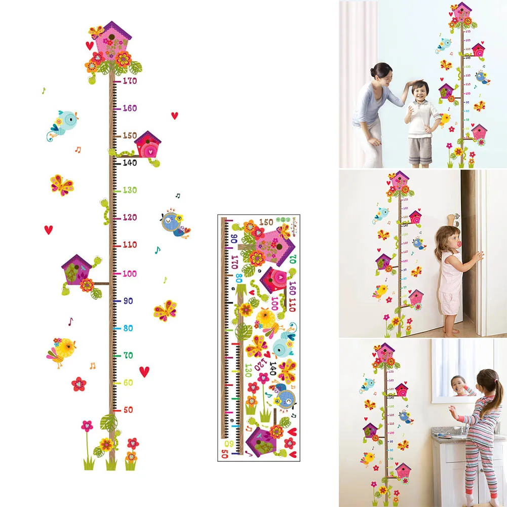 

Wall Sticker Cartoon Branch Birdcage Measuring Height Decoration for Home Kindergarten TT-best