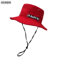 SILOQIN Модные Взрослых Для женщин пляжные шляпы Для мужчин ведро Шапки Fshing Кепки ветер веревка фиксируется без каблука Кепки s туристический Кепка