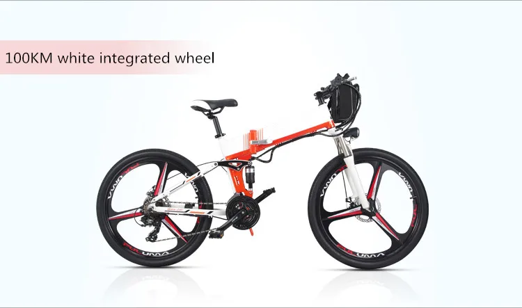 Новое поступление, двойной Аккумулятор LG, 100-150 км, большой диапазон, электрический велосипед, горный стиль, полная подвеска, электровелосипед - Цвет: White mag. wheel