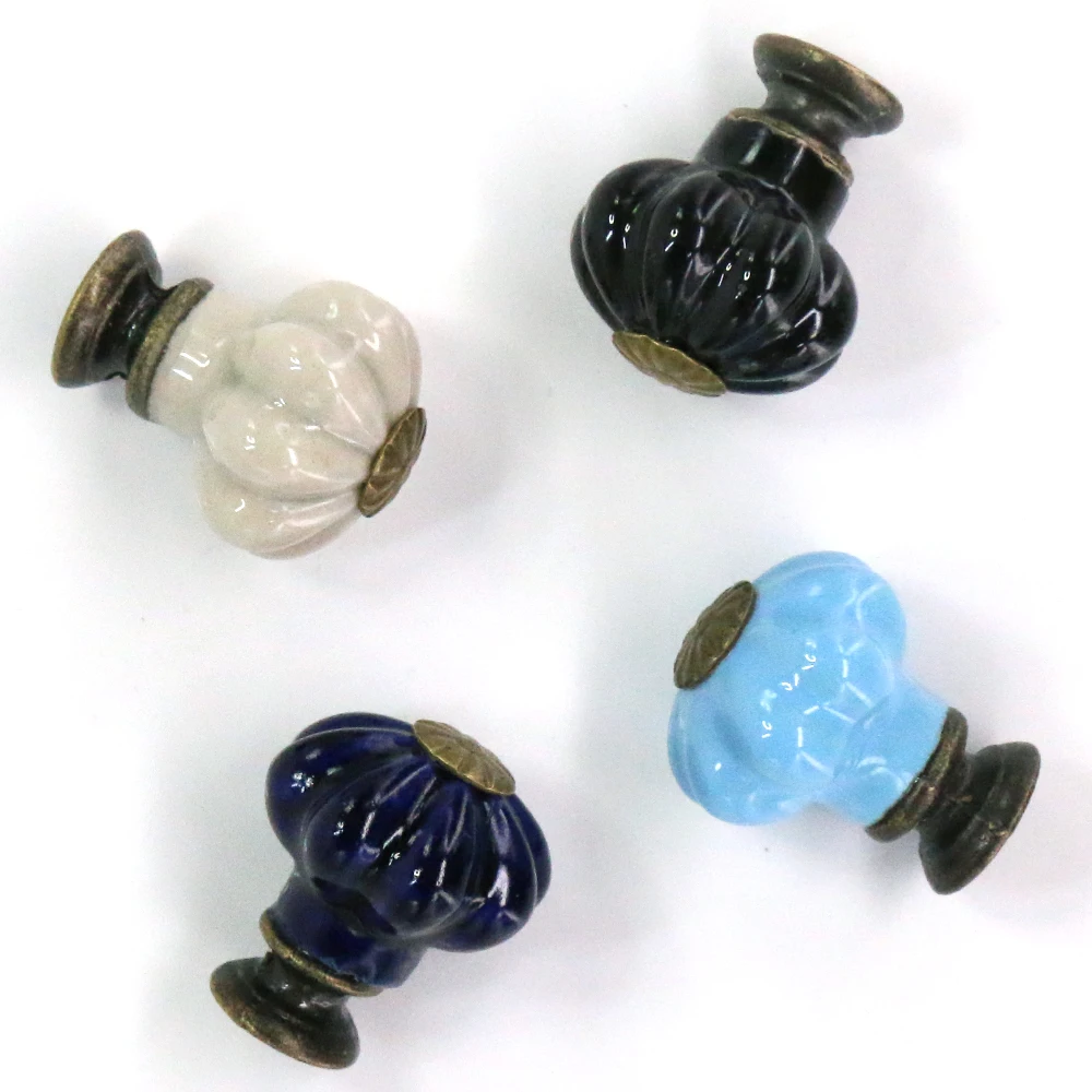 8PCS 25*28mm Antique Small Pumpkin Cabinet Knobs European Furniture Handles Ceramic Door Knob Drawer Cupboard Kitchen Pull 8PCS 25*28mm Antique Small Pumpkin Cabinet Knobs European Furniture Handles Ceramic Door Knob Drawer Cupboard Kitchen Pull