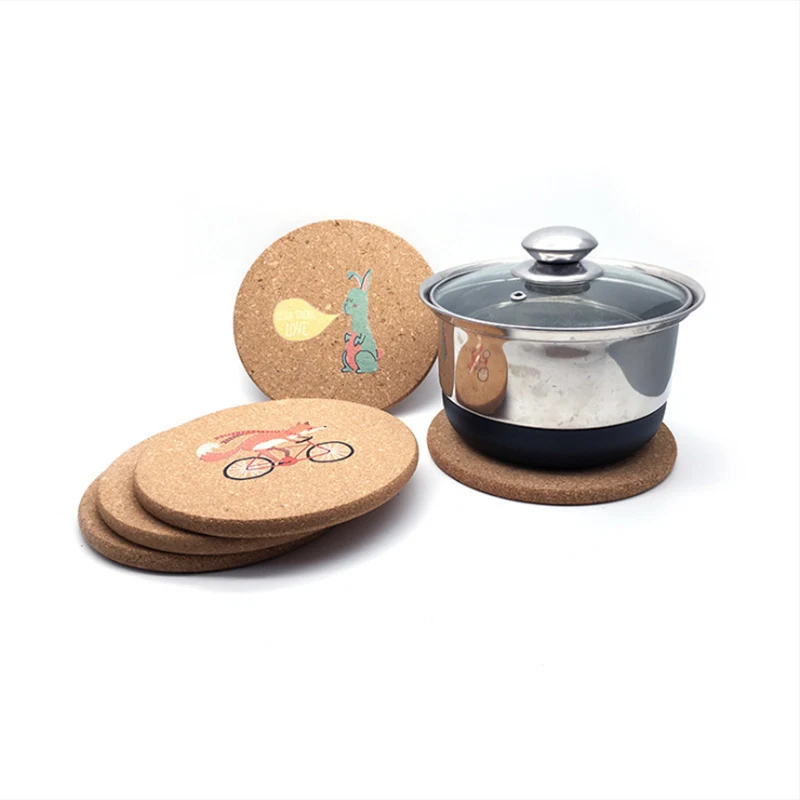 1pcs Cartoon Potholder Natural Cork Mat Heat Resistant Pot Pad Non 1pcs Cartoon Potholder Natural Cork Mat