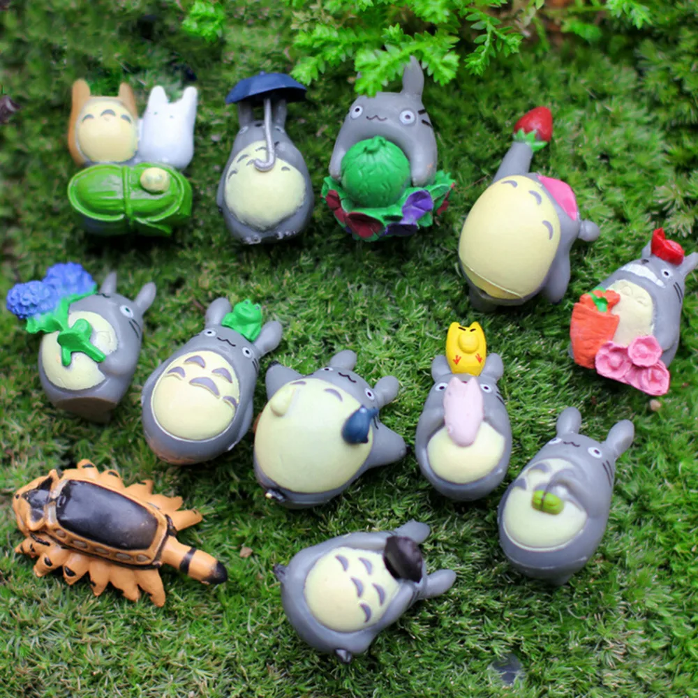 

New 12pcs Cute My Neighbor Totoro Mini Figure Wholesale New Fairy Garden Resin Decoration DIY Moss Micro Landscape Miniature