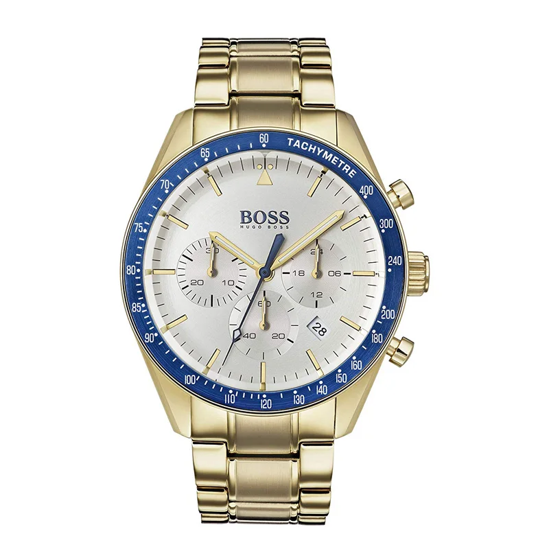 

BOSS Trophy Chronograph Watch Gold Detail Business Men's Quartz Watches with Stainless Steel Strap - 1513631