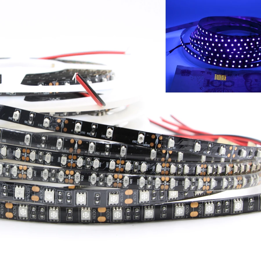 

UV Led Light Blacklights 3528 5050 SMD black PCB UV Purple LED Strip tape Light Night Fishing Sterilization implicitly Party
