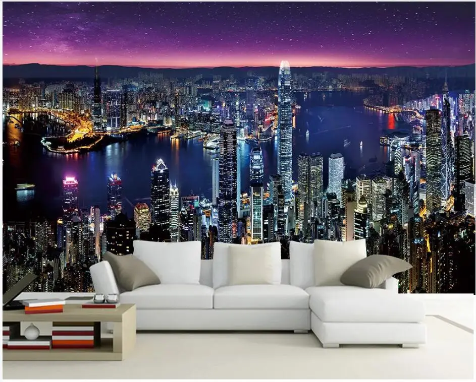 

3d wallpaper custom mural photo City night view modern city architecture home decor 3d wall murals wall paper for walls 3 d