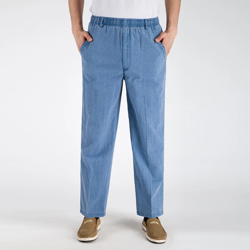 Новое поступление осень лето повседневные штаны натуральный хлопок белье Высокая талия размера плюс 5XL льняные дышащие свободные мужские брюки