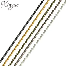 XINYAO 10 м/лот 1,2 1,5 2 мм золото/черный цвет металлический шар бусины цепи оптом для Diy браслет ожерелье ювелирных изделий Изготовление F680