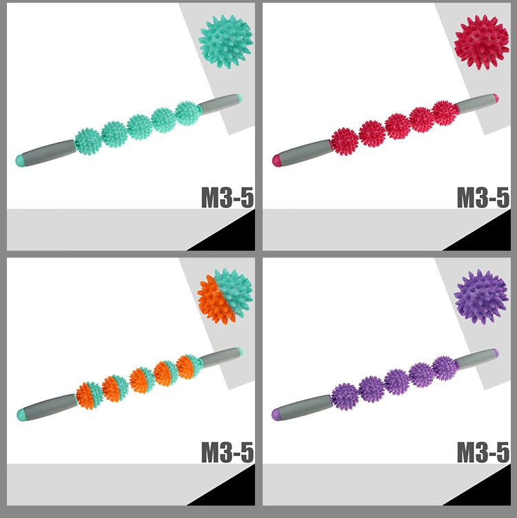 Тренажер для йоги, массажная палочка, расслабляющий ролик для мышц, 5 шариков с шипами, Антицеллюлитный триггер для похудения, роликовый ролик для мышц, инструмент для расслабления тела