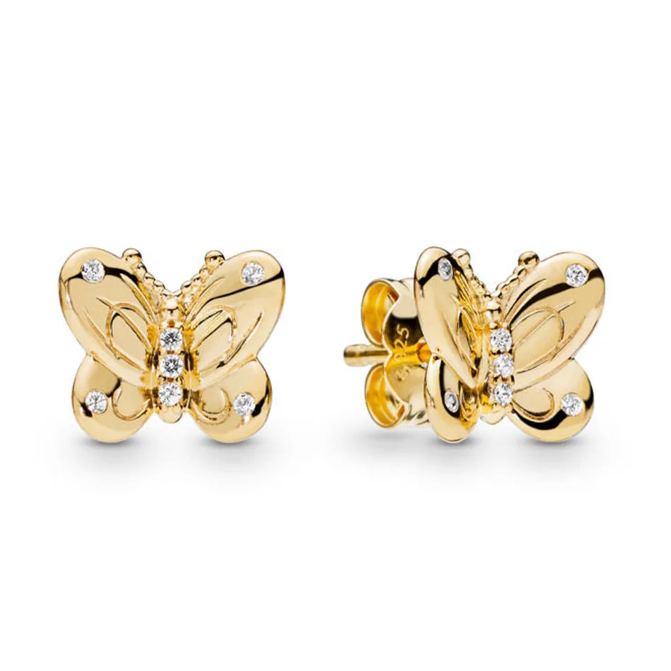 

Authentic S925 Sterling Silver Women DIY Jewelry Lady Earrings Shine Decorative Butterflies Stud Earrings