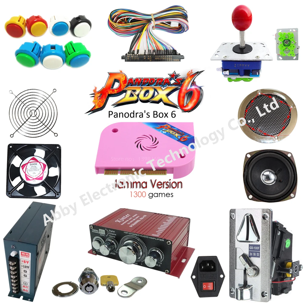 

Classical JAMMA arcade game 1300 in 1 kit with power supply,speaker,zippy joystick,American push button,jamma wire,PCB game boar
