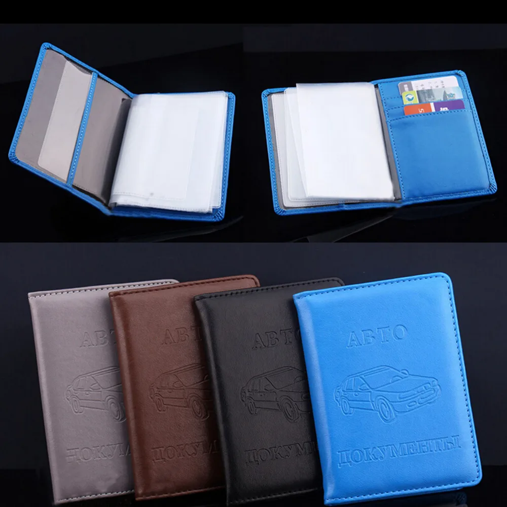 

1XRussian Driver's Driver License PU Leather Cover for Car Driving Documents Business Card Holder ID Card Holder