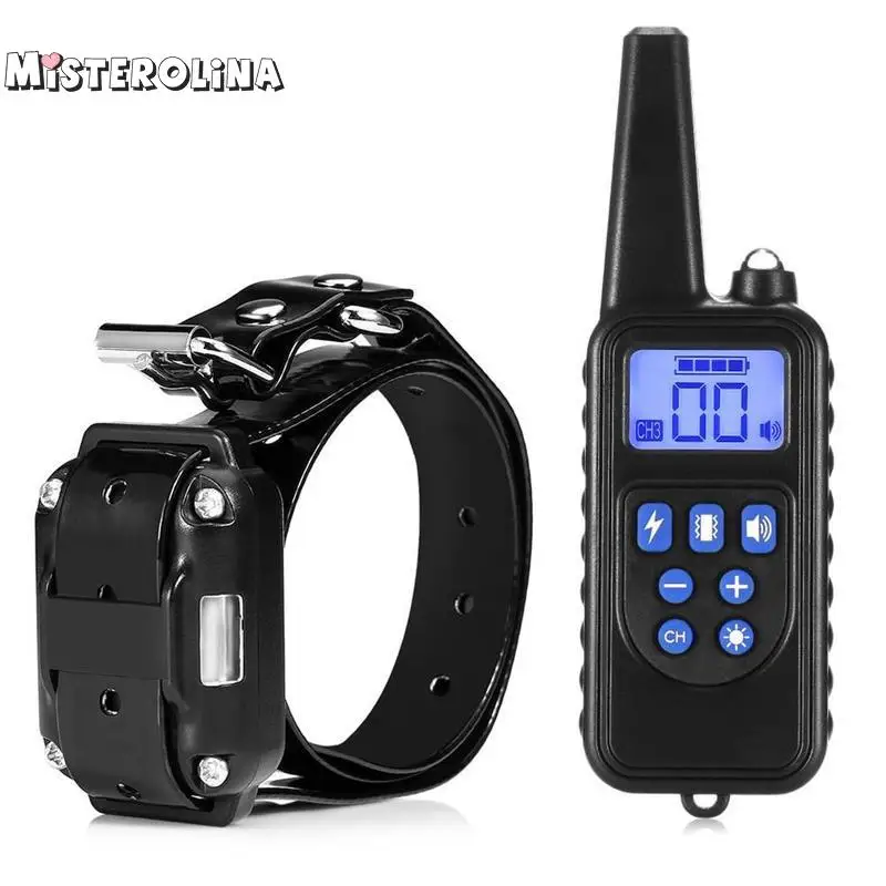 800m Electric Dog Training Collar Pet Remote Control Waterproof Rechargeable with LCD Display for All Size Shock Vibration Sound