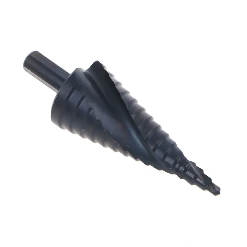 

HSS Spiral Step Cone Drill Bit Metal Hole Cutter Titanium Nitride Coated 4-32mm