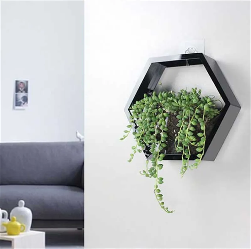 hexagon wall hanging glass vase,wall glass fish tank,wall decor,home decorhouse ornamentgreen gifts for her (4)