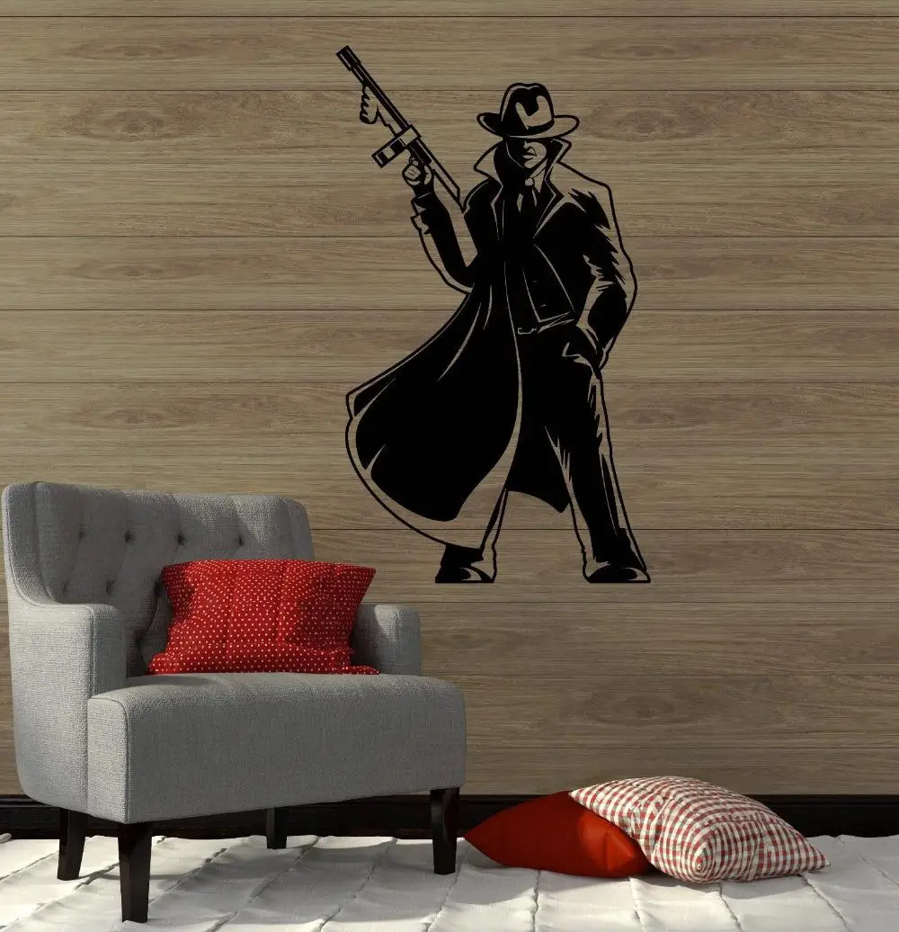 Wall Decal Gangster Gun Mafia Man Coolest Art Room Vinyl Stickers|vinyl