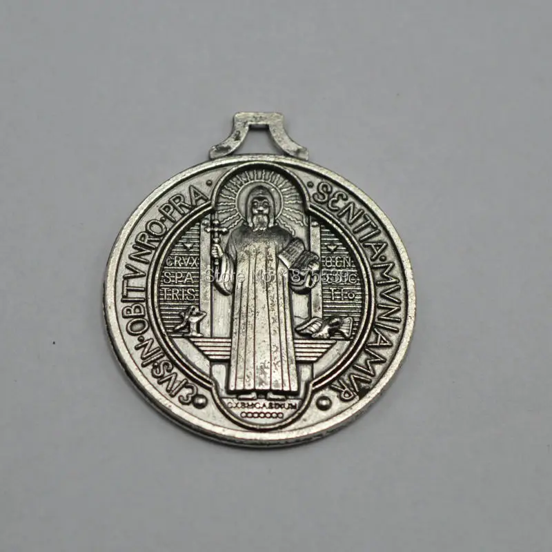 St Benedict medal with PAX religious charm pendant VRSNSMV and SMQLIVB