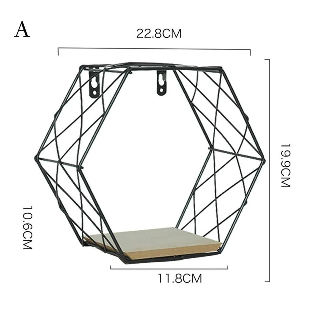 Железная шестиугольная сетка настенная полка комбинированная подвесная геометрическая фигура украшение может#27