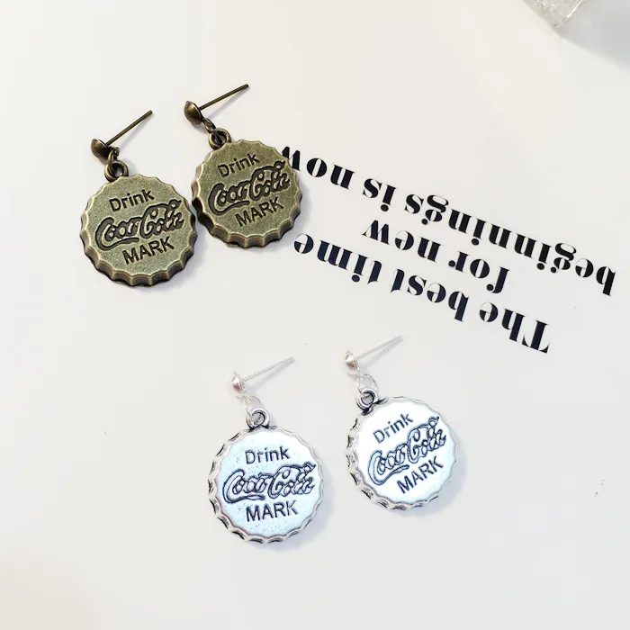 drink Bottle cap earring Hypoallergenic fadeless alloy fashion jewelry stud earrings for women gift