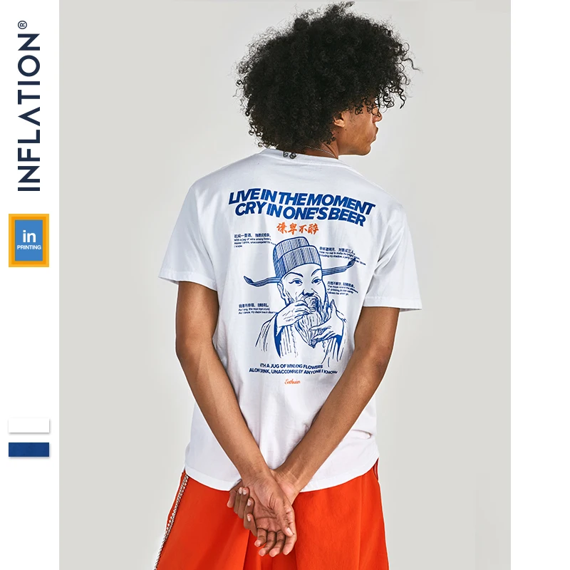 

INFLATION x Double Concept T-Shirt Men Top Tee Shirt Streetwear Casual Logo Short Sleeve White Printing Tshirts Women ZJ91908S