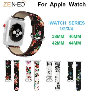 

Printing Leather Band for Apple Watch Series 4 3 2 1 42MM 38MM 40mm 44mm watch bands women Bracelet watches Straps wristband