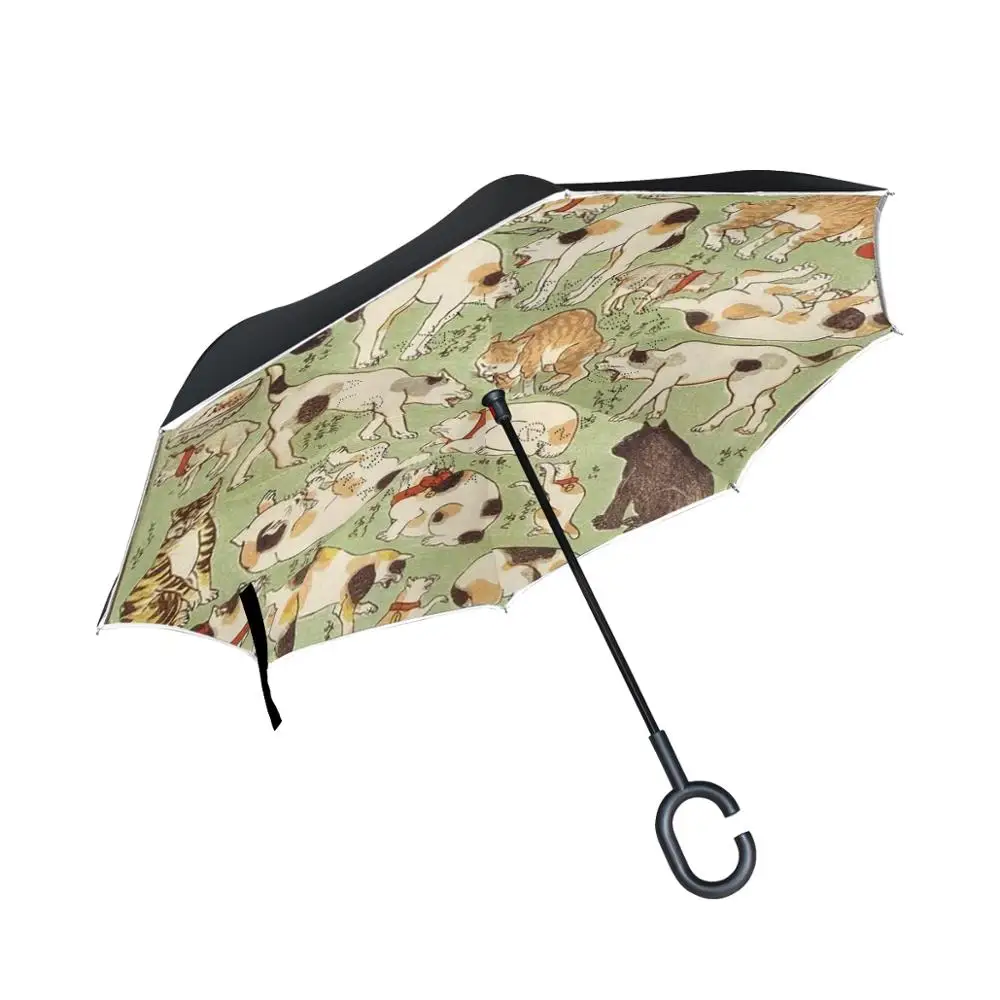 

Susino Reverse Umbrella Inverted Umbrellas Women For Car Upside Down Double Layer With C-Hook Handle Ladies Umbrellas