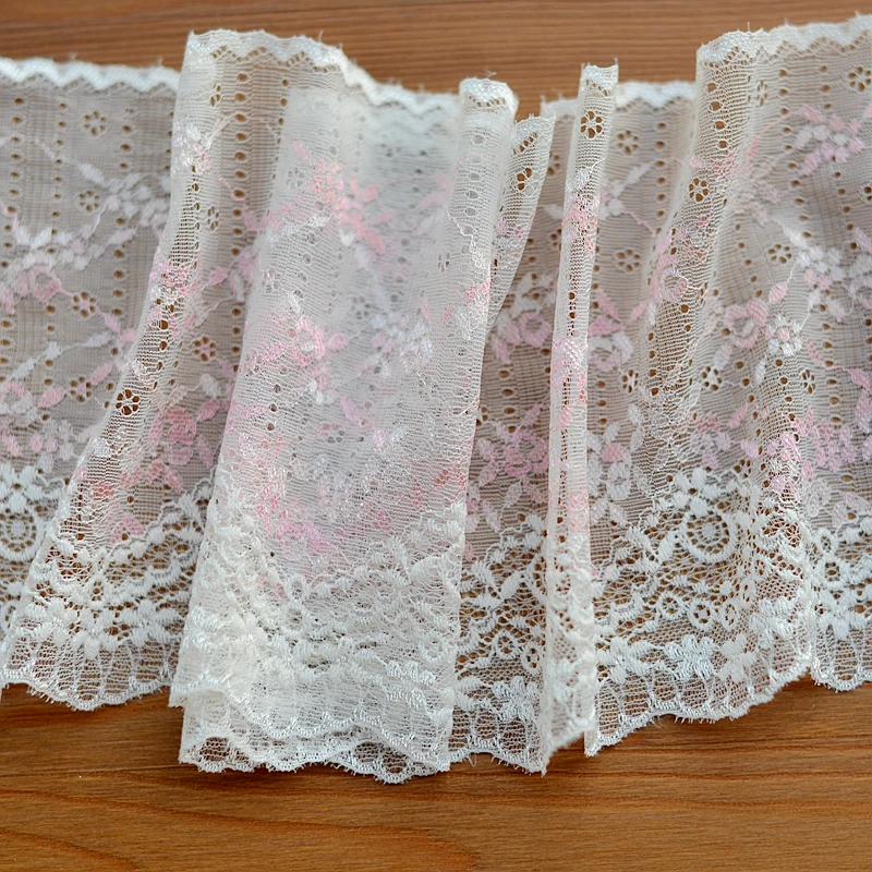 5Meter/lot width 15.5cm Ultra thin pink polyester lace Sewing garment
