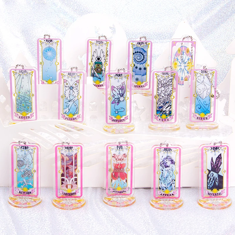 

Anime Card Captor Cardcaptor Sakura Figures Acrylic Cards Key Chains Key Ring Keychain Bags Charms Pendant Cute Cartoon Jewelry