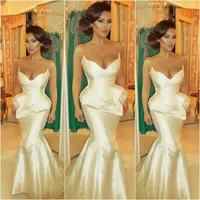 Custom Made Mermaid Prom Dresses Long Peplum Evening Gowns Dresses Floor Length Sweetheart Sleeveless