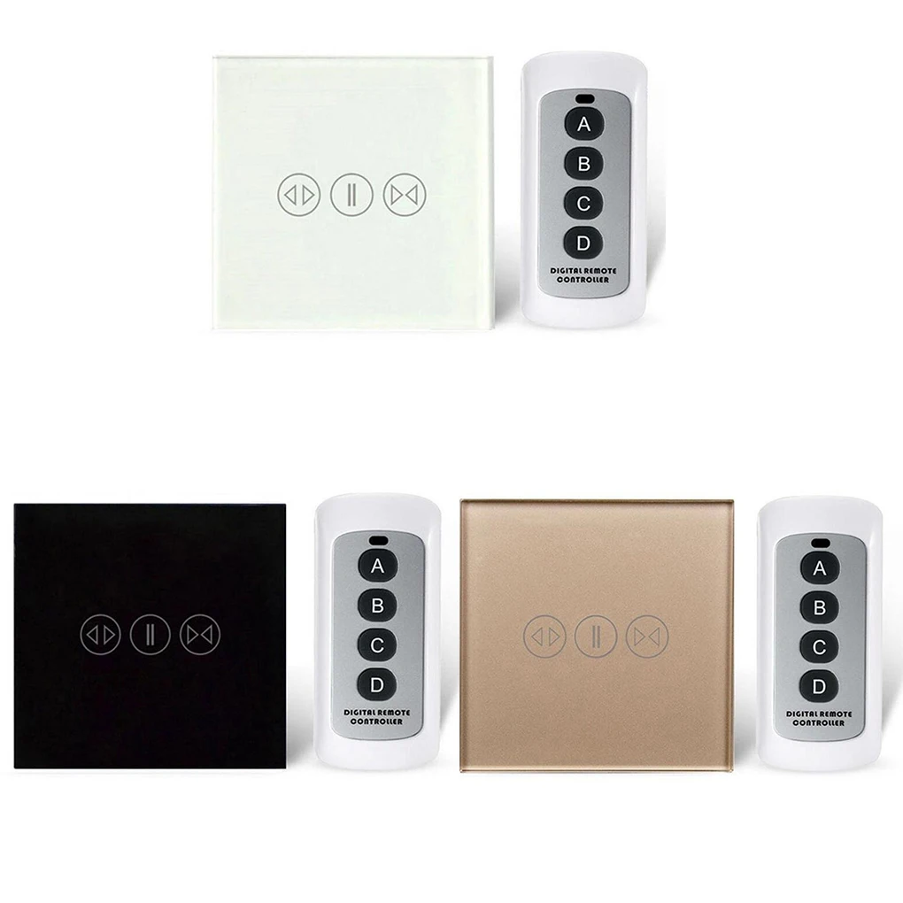 

433Mhz Smart Curtain Switch Electric Curtain Touch Switch with Remote Control White EU Plug