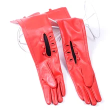 30 см-80 см, новые женские перчатки из натуральной овечьей кожи, длинные перчатки с тремя пуговицами, Вечерние перчатки