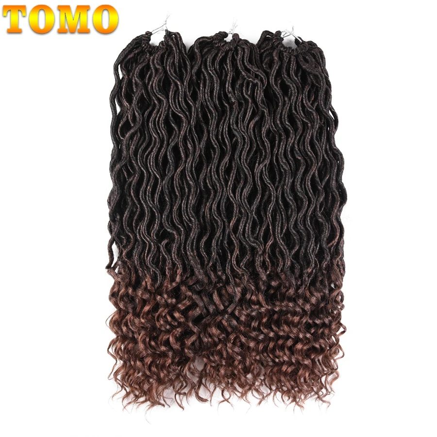 

TOMO Bohemian Goddess Faux locs Curly Crochet Braids 24Strands/Pack Synthetic Braiding Hair Extensions Ombre Crochet Hair