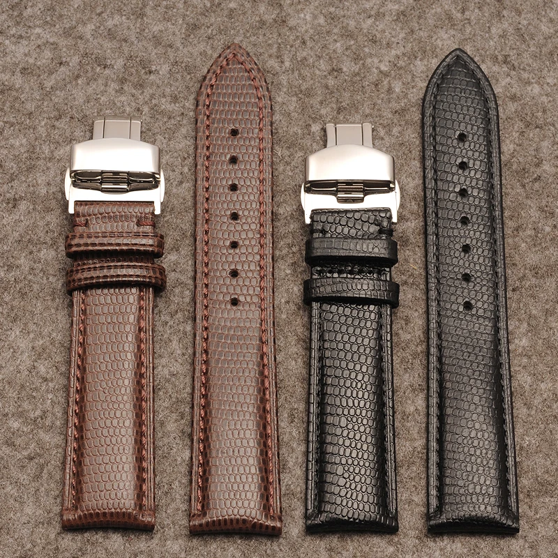 The latest calfskin lizard pattern leather strap snake pattern black / brown men and women watch accessories lizard pattern stra The latest calfskin lizard pattern leather strap snake pattern black / brown men and women watch accessories lizard pattern stra