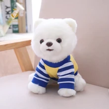 1PCS 25cm cute Pomeranian simulation plush stuffed toys white Pomeranian dressing dolls children toys Christmas gifts