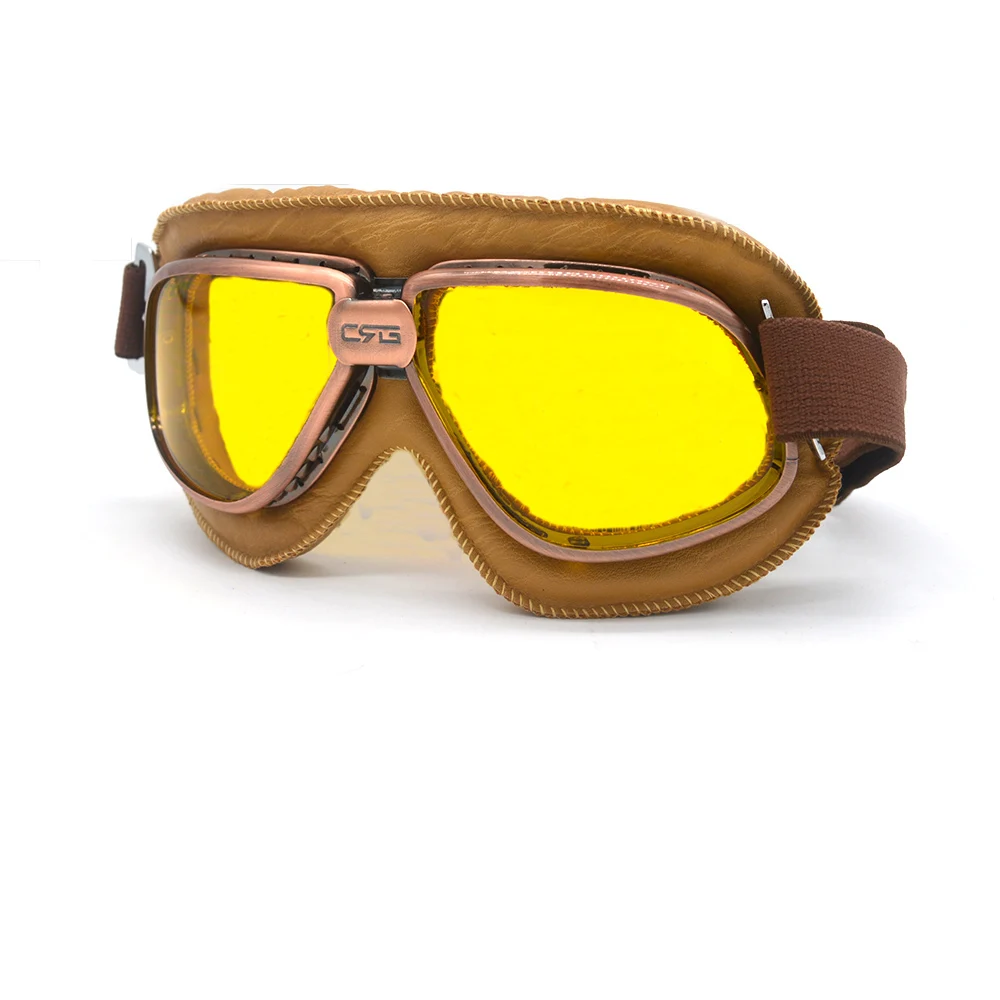 Мотоцикл OTG очки мотоцикл ретро винтаж пилот стиль очки стимпанк маска для лица открытый половина шлем желтый