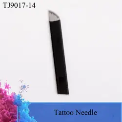 Черный Micro лезвия 14 контакты 50 шт. для перманентного макияжа бровей Нержавеющая сталь Microblading иглы татуировки Поставки для ручной ручки