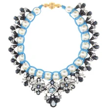 JShine gran marca elegante collares y colgante declaración collar imitación perla cristal gargantilla collar mujeres fiesta joyería(China)