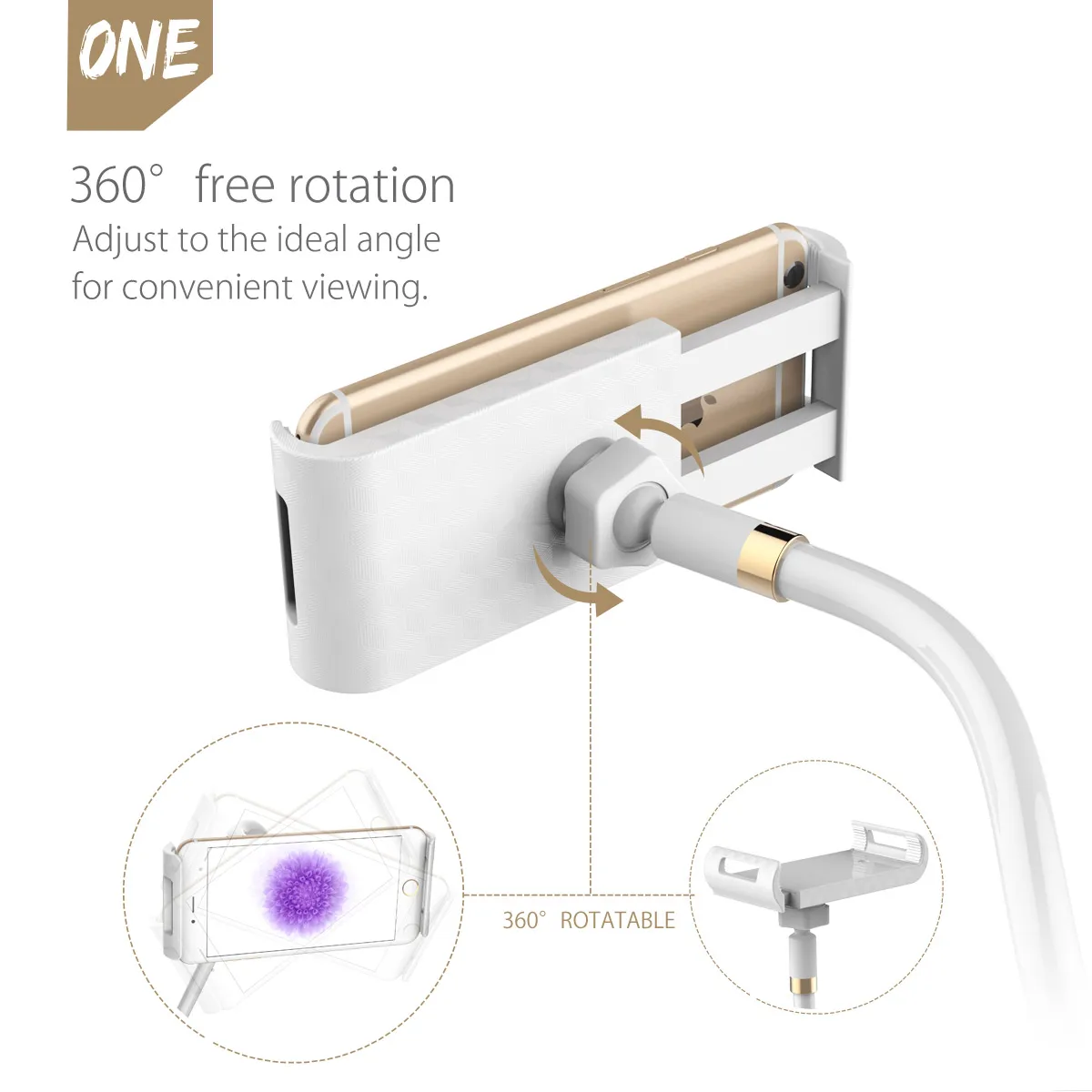  ORICO Lazy Phone Holder Bed Table 360 Degree Adjustable Mobile Phone Stand Flexible Rotating Bracke