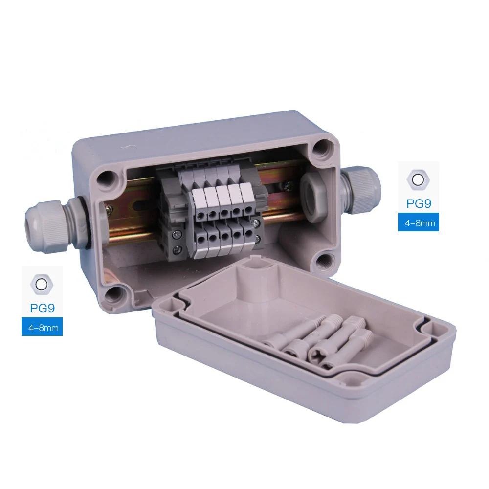 IP65 водонепроницаемый кабель распределительная коробка 80*130*70 мм 3 способа с UK2.5B din-рейку клеммные блоки - Цвет: 1 in 1 out