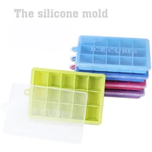 15 сетки DIY креативная форма для льда Квадратной Формы Силиконовый поднос льда с крышкой фруктового льда производитель кубиков барный пудинг кухонные аксессуары