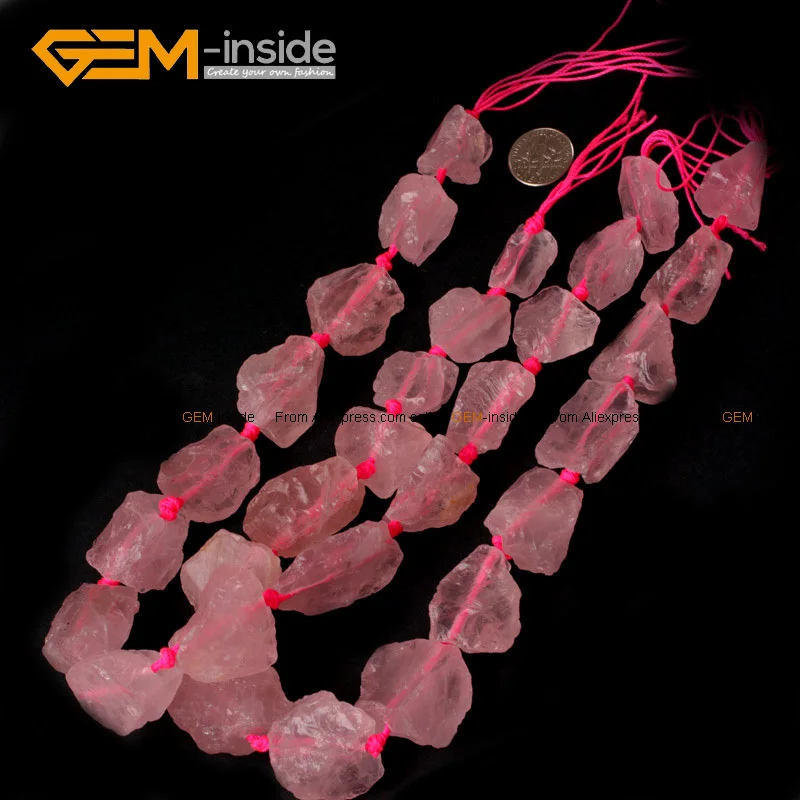 Gem-inside 20-30x22-32 мм 15 дюймов натуральный большой бисер произвольной формы необработанные кварцевые бусины для изготовления ювелирных изделий бисер «сделай сам» для ювелирных изделий - Цвет: rose