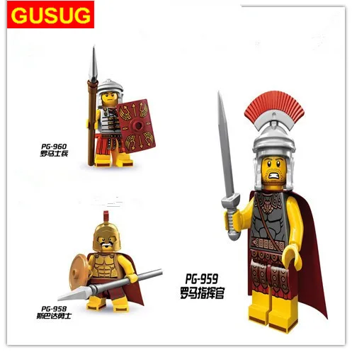 

GUSUG 30pcs PG958 PG959 PG960 Spartan Mesoid Soldie Roman commander soldiers building blocks Action Best Gift Baby Toys