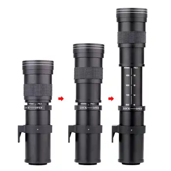 420-800mm F/8.3-16 Manual Super Telephoto Zoom Lens +T2 Mount Ring Adapter for DSLR Canon Nikon Pentax Olympus Sony A6300 A7