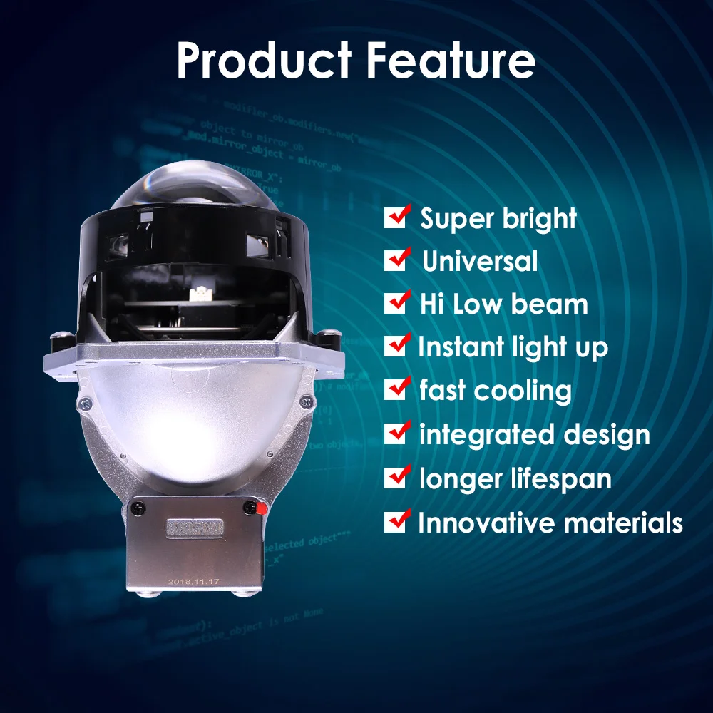 Sanvi 2pcs 3 inches 12V 5000k 35W  Bi LED Projector Lens Headlight. Hi Low beam Car LED Headlight  Motorcycle Headlight 