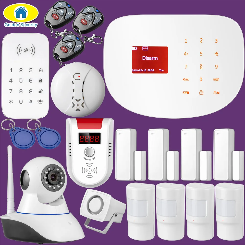 

S2W WIFI GSM GPRS Wireless Wired Home Business Burglar Security Alarm System APP Control Siren Motion Detector PIR Smoke Sensor