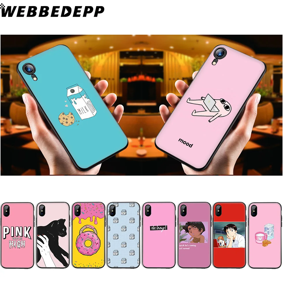 WEBBEDEPP розовый эстетический мягкий силиконовый чехол для iPhone 11 Pro Xr Xs Max X или 10 8 7 6 6S