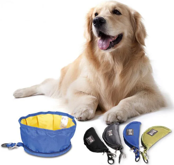 Portable foldable dogs bowls pet dog outdoor travel bowls waterproof