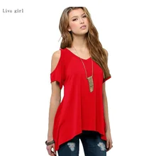 S-5XL 2017 Brand Clothing Summer V Pure Cotton Short Sleeved Strapless Collar Fishtail Hem Female Women T-Shirt Free Shipping