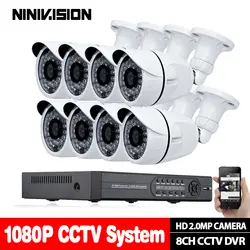 Главная 8CH CCTV системы P 1080 P DVR 8 шт. 2.0MP ИК всепогодный открытый товары теле и видеонаблюдения дома безопасности камера системы 8CH DVR комплект