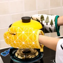 Высокое качество, 1 шт. хлопчатобумажные перчатки духовка теплозащитные варежки Кухня Пособия по кулинарии Микроволновая печь Митт Нескользящие перчатки утолщение